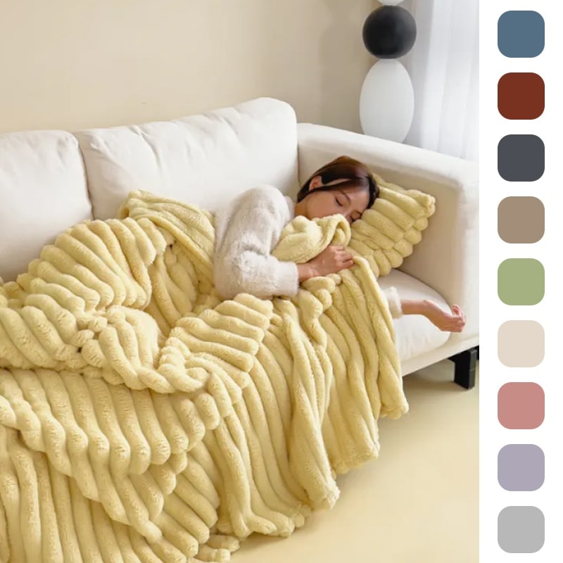 Faux Fur Throw Blanket with Plush Pile and Matching Pillowcase - Image 1