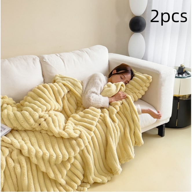 Faux Fur Throw Blanket with Plush Pile and Matching Pillowcase - Image 11