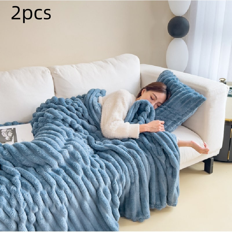 Faux Fur Throw Blanket with Plush Pile and Matching Pillowcase - Image 13