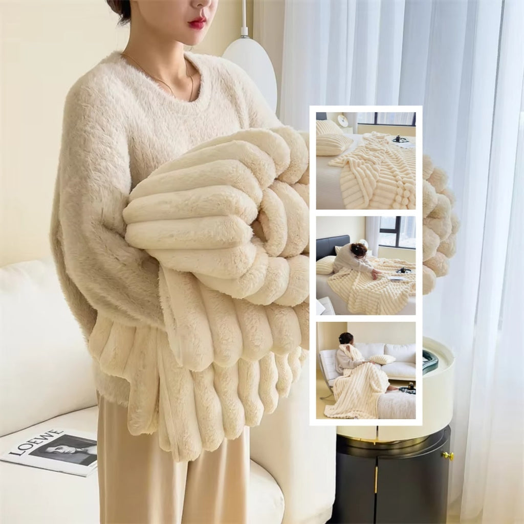 Faux Fur Throw Blanket with Plush Pile and Matching Pillowcase - Image 14