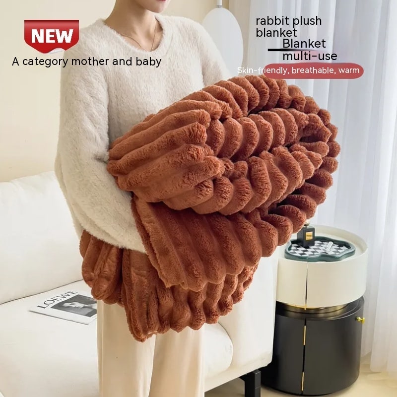 Faux Fur Throw Blanket with Plush Pile and Matching Pillowcase - Image 15