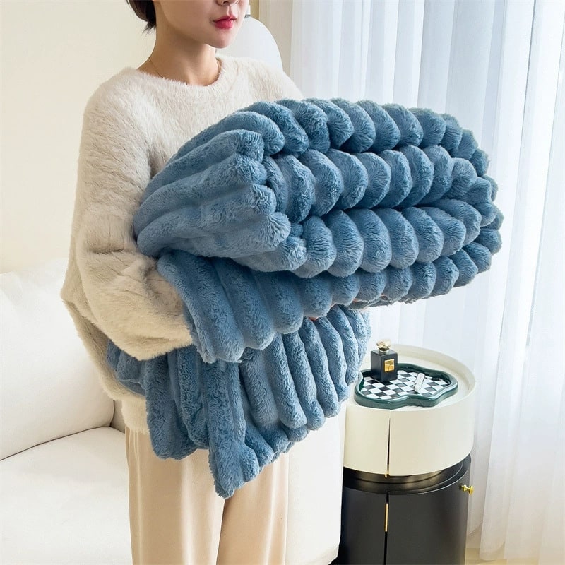 Faux Fur Throw Blanket with Plush Pile and Matching Pillowcase - Image 17