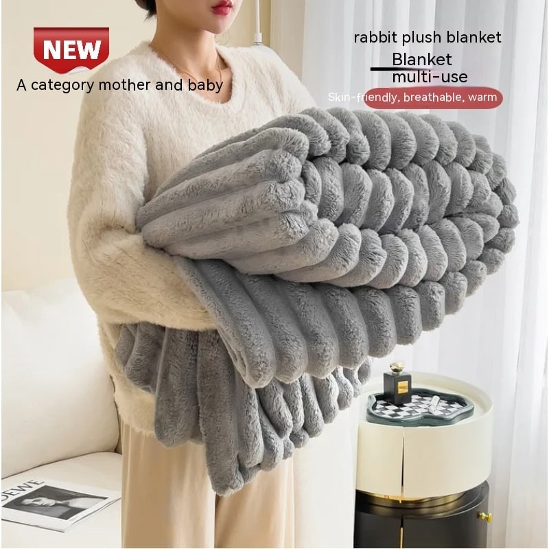 Faux Fur Throw Blanket with Plush Pile and Matching Pillowcase - Image 2
