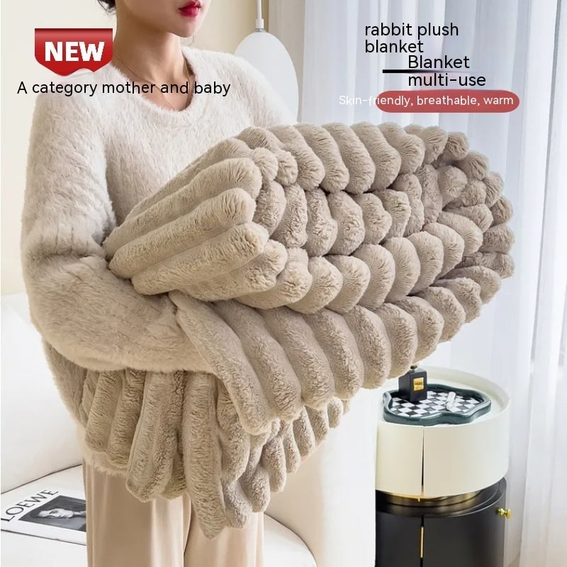 Faux Fur Throw Blanket with Plush Pile and Matching Pillowcase - Image 6