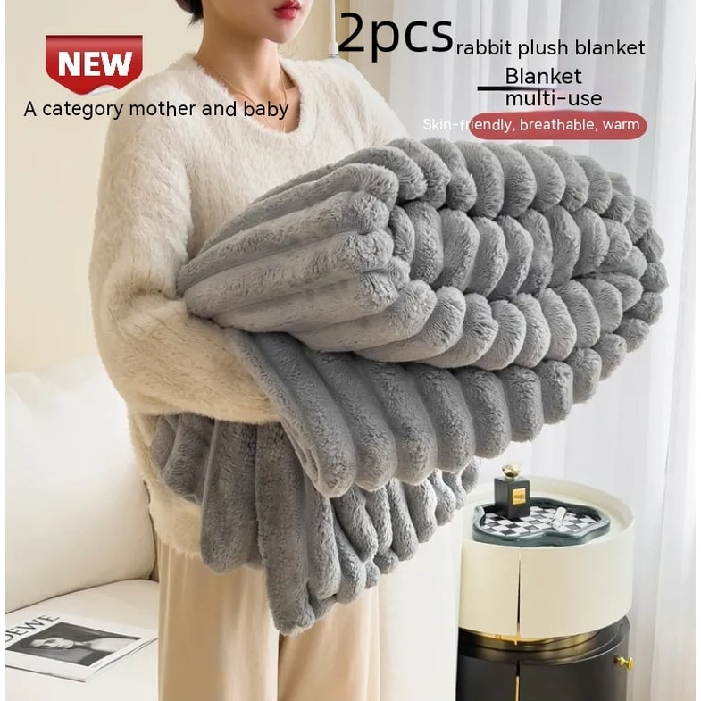 Faux Fur Throw Blanket with Plush Pile and Matching Pillowcase - Image 7