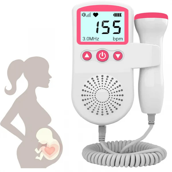 Fetal Doppler Handheld Heartbeat Monitor with Backlit Lcd Display and Speaker - Image 1