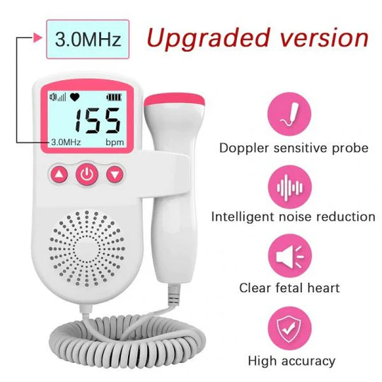 Fetal Doppler Handheld Heartbeat Monitor with Backlit Lcd Display and Speaker - Image 7