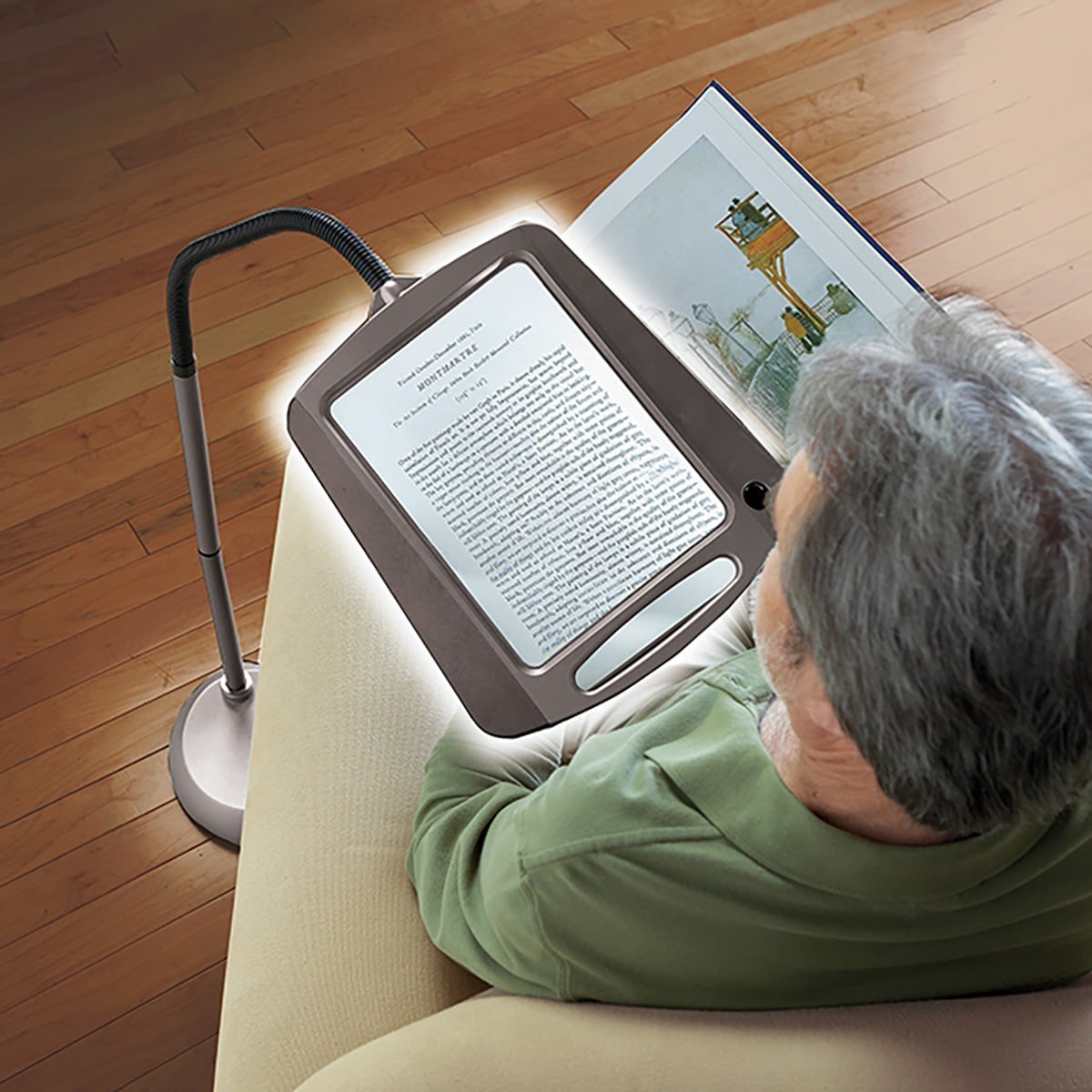 Floor Lamp Magnifying Glass with LED Light and Adjustable Gooseneck for Reading Crafts - Image 3