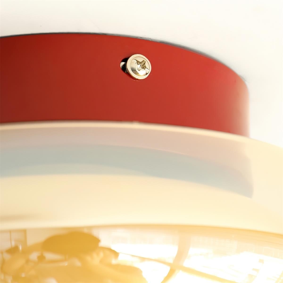 Flush Mount Ceiling Light Fixture with Amber Glass Shade and Integrated LED - Image 10