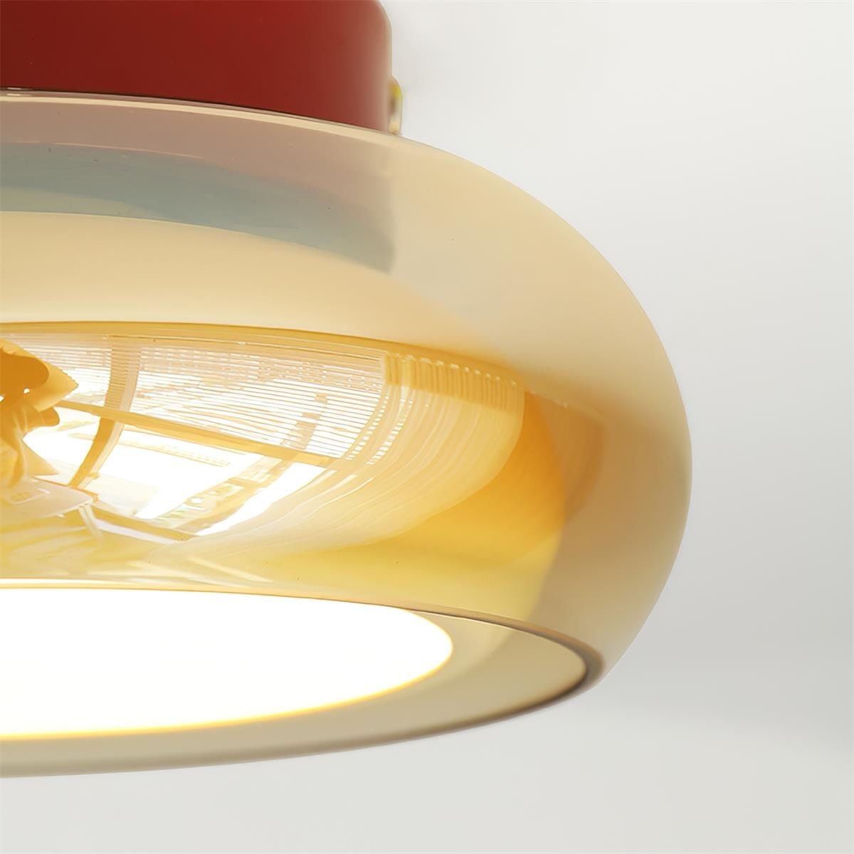 Flush Mount Ceiling Light Fixture with Amber Glass Shade and Integrated LED - Image 12