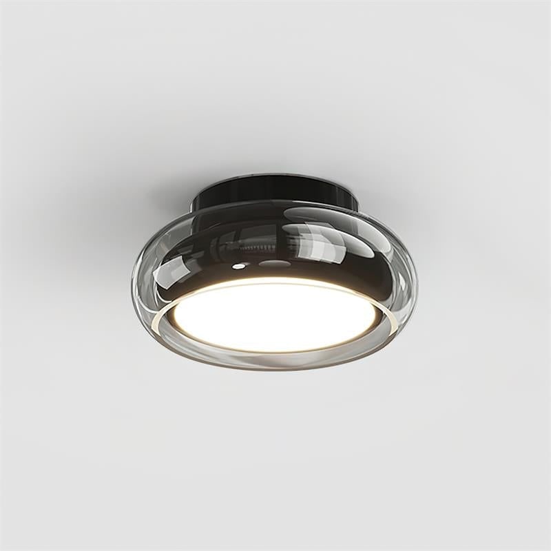 Flush Mount Ceiling Light Fixture with Amber Glass Shade and Integrated LED - Image 15