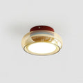 Flush Mount Ceiling Light Fixture with Amber Glass Shade and Integrated LED - Image 16