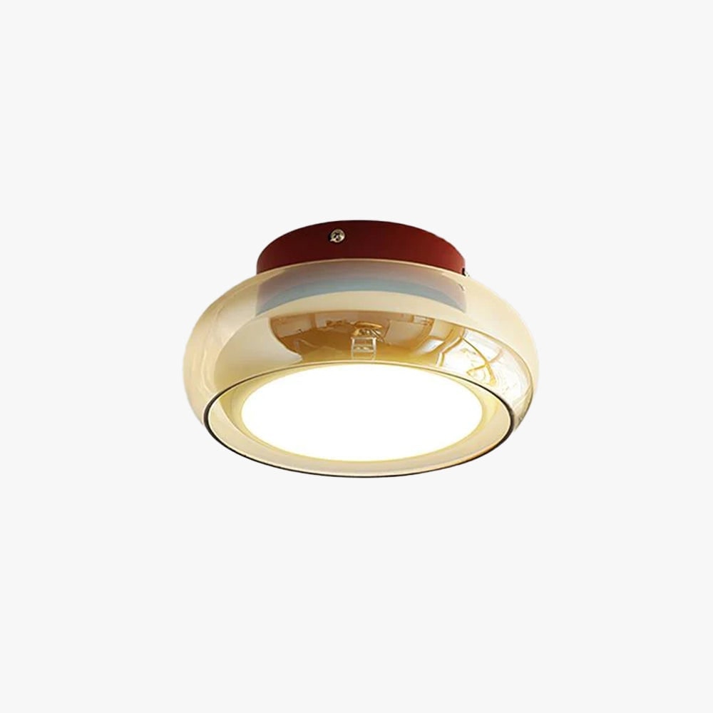 Flush Mount Ceiling Light Fixture with Amber Glass Shade and Integrated LED - Image 18