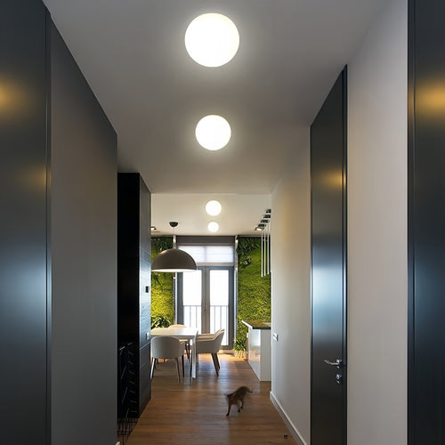 Flush Mount Ceiling Light with Frosted Glass Globe Shade and Round Design - Image 2
