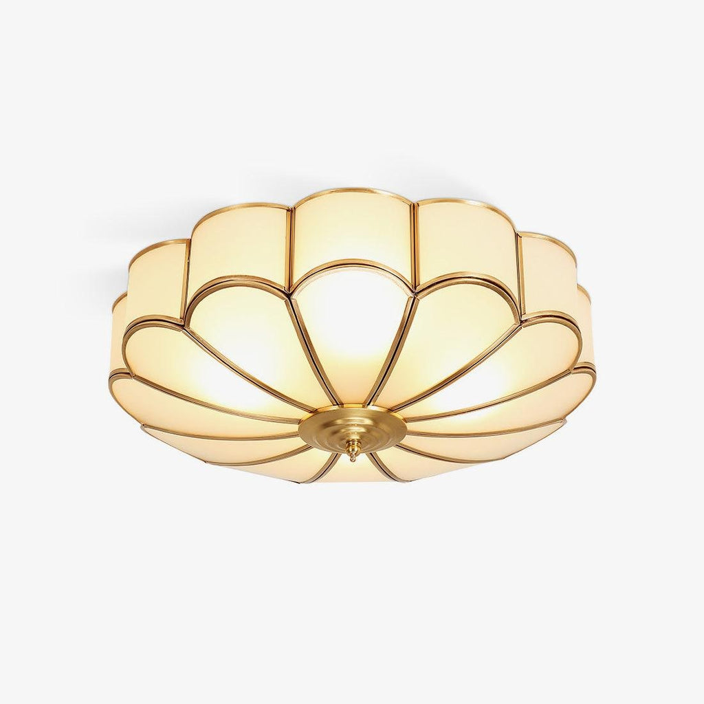 Flush Mount Ceiling Light with Scalloped Floral Design and Frosted Glass - Image 1
