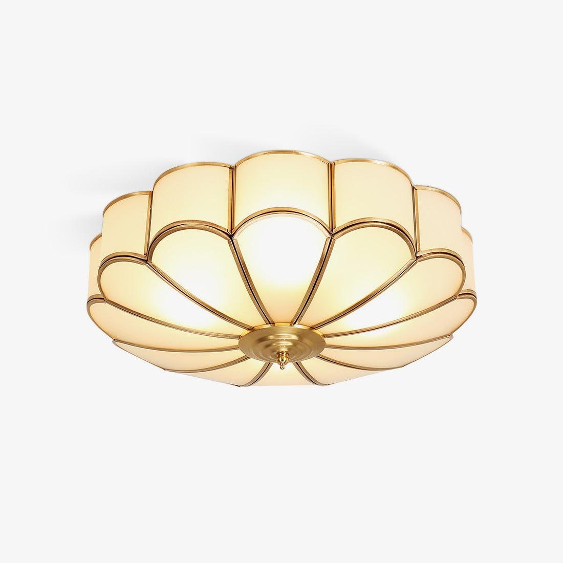 Flush Mount Ceiling Light with Scalloped Floral Design and Frosted Glass - Image 1