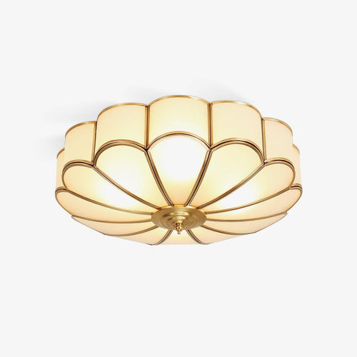 Flush Mount Ceiling Light with Scalloped Floral Design and Frosted Glass - Image 1