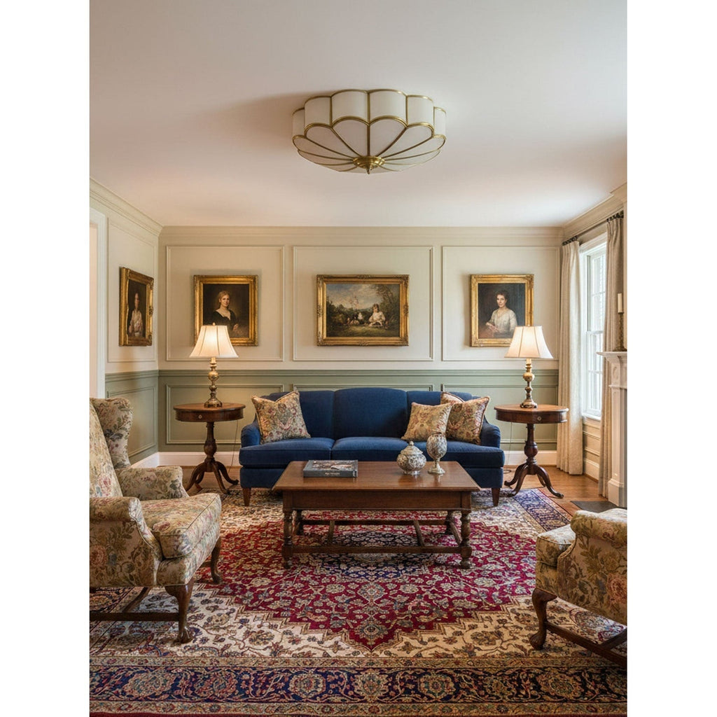 Flush Mount Ceiling Light with Scalloped Floral Design and Frosted Glass - Image 18