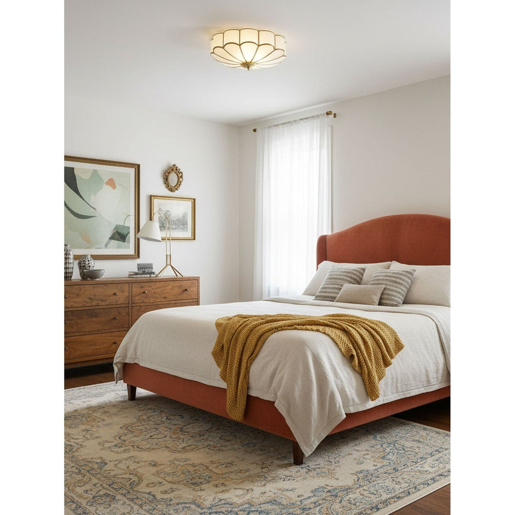 Flush Mount Ceiling Light with Scalloped Floral Design and Frosted Glass - Image 20