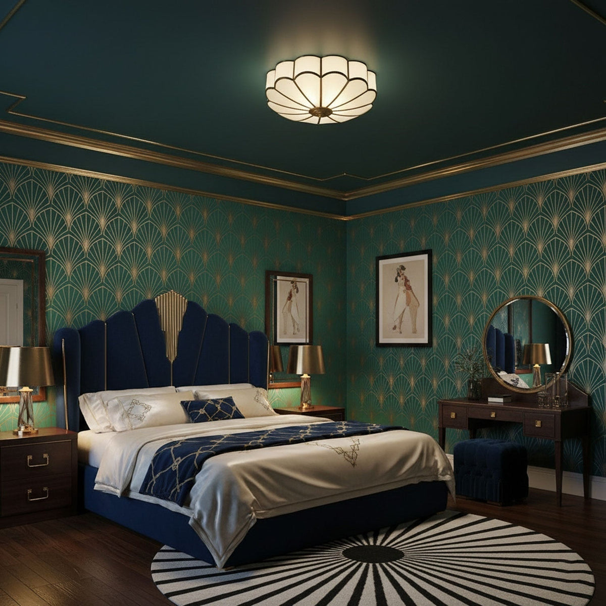 Flush Mount Ceiling Light with Scalloped Floral Design and Frosted Glass - Image 22