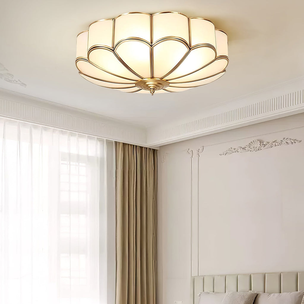 Flush Mount Ceiling Light with Scalloped Floral Design and Frosted Glass - Image 23