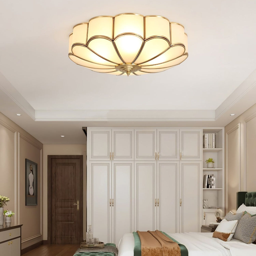 Flush Mount Ceiling Light with Scalloped Floral Design and Frosted Glass - Image 25