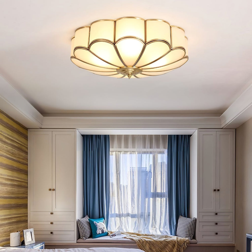 Flush Mount Ceiling Light with Scalloped Floral Design and Frosted Glass - Image 26