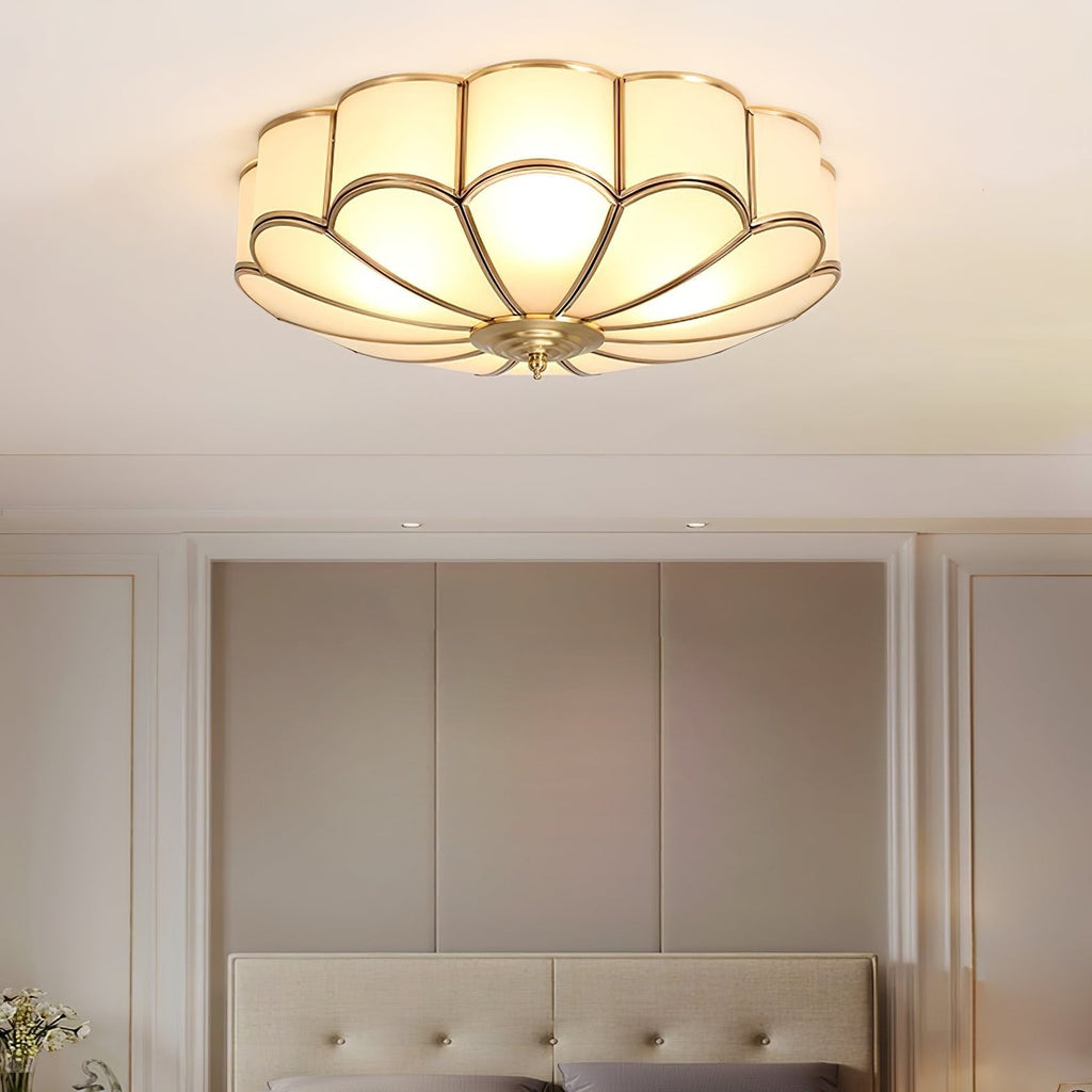 Flush Mount Ceiling Light with Scalloped Floral Design and Frosted Glass - Image 27