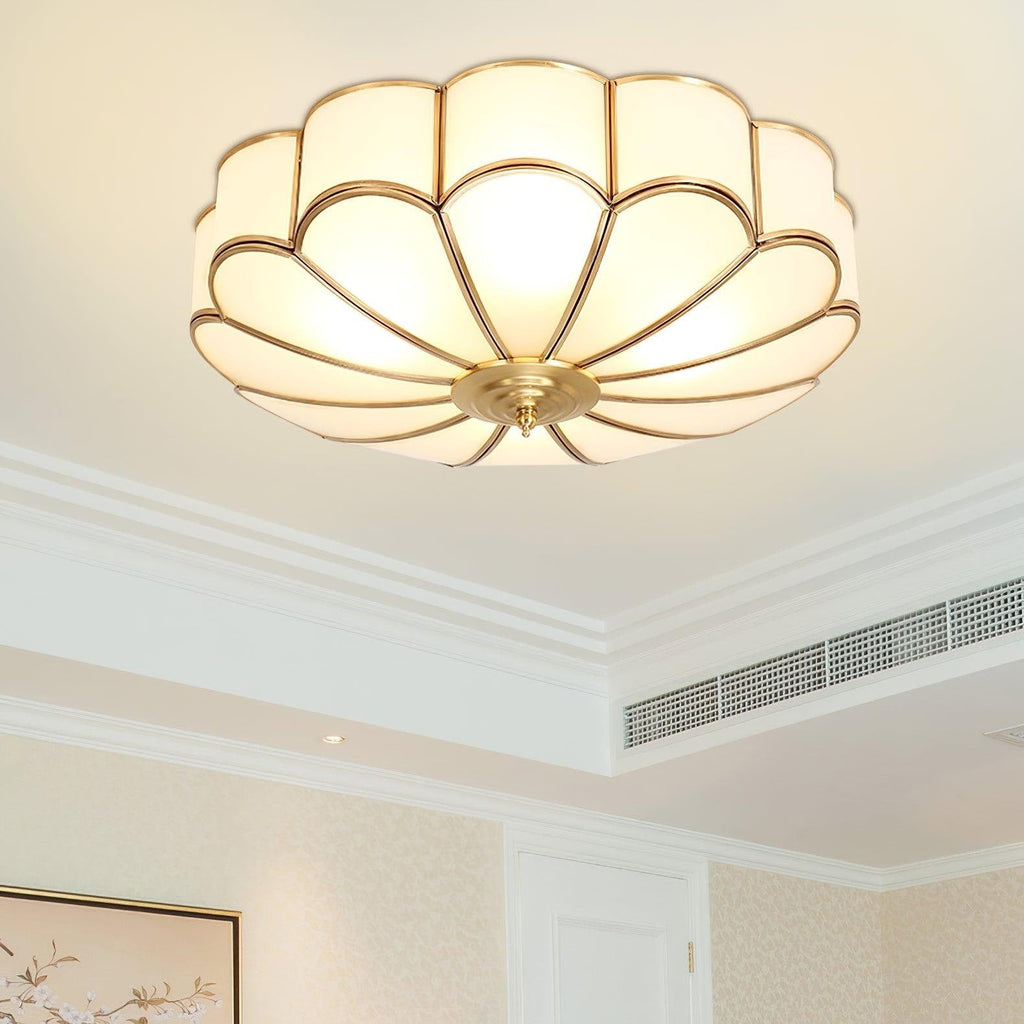 Flush Mount Ceiling Light with Scalloped Floral Design and Frosted Glass - Image 28