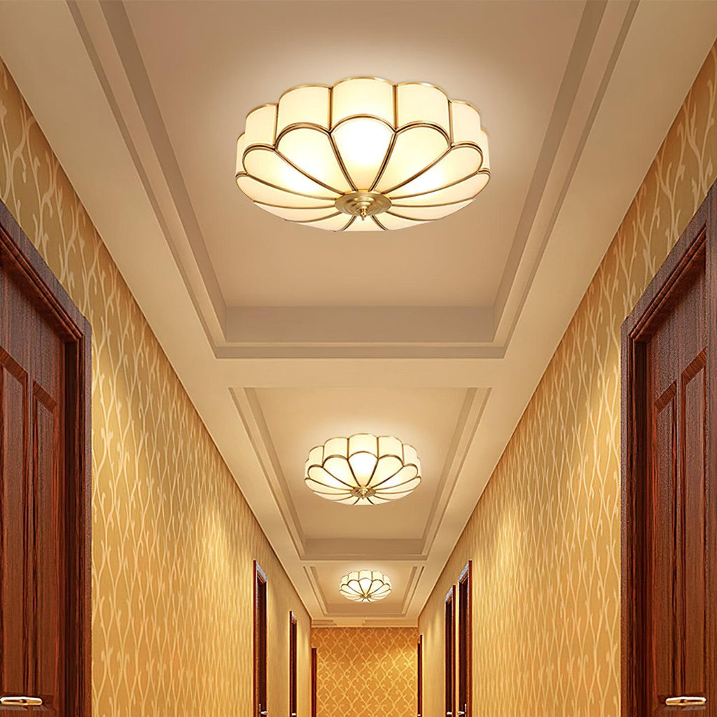 Flush Mount Ceiling Light with Scalloped Floral Design and Frosted Glass - Image 30