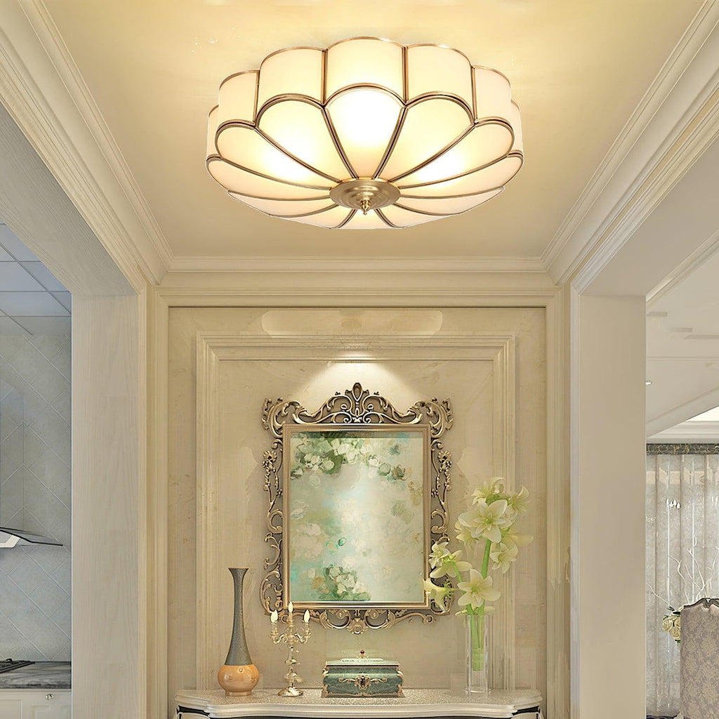 Flush Mount Ceiling Light with Scalloped Floral Design and Frosted Glass - Image 32
