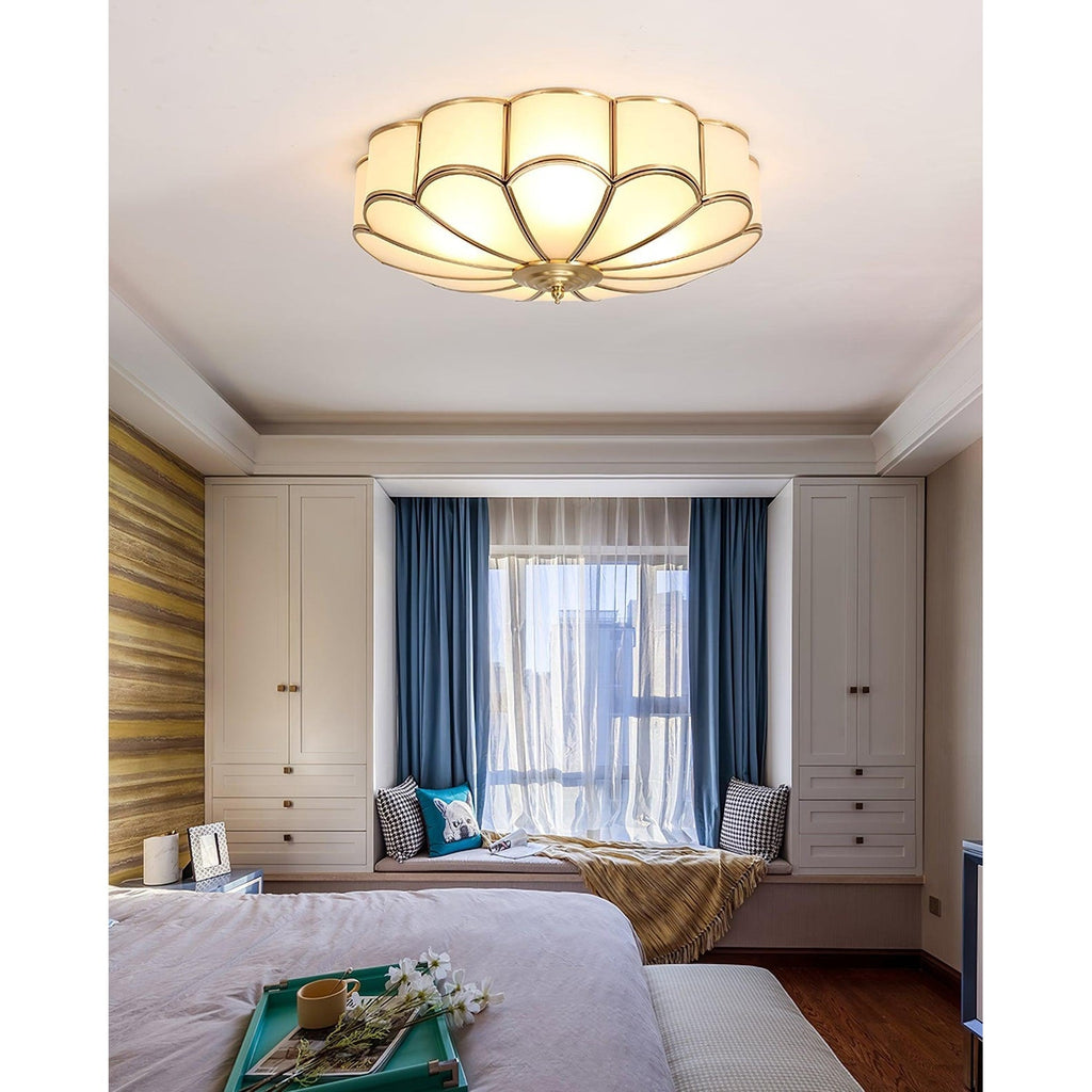 Flush Mount Ceiling Light with Scalloped Floral Design and Frosted Glass - Image 34