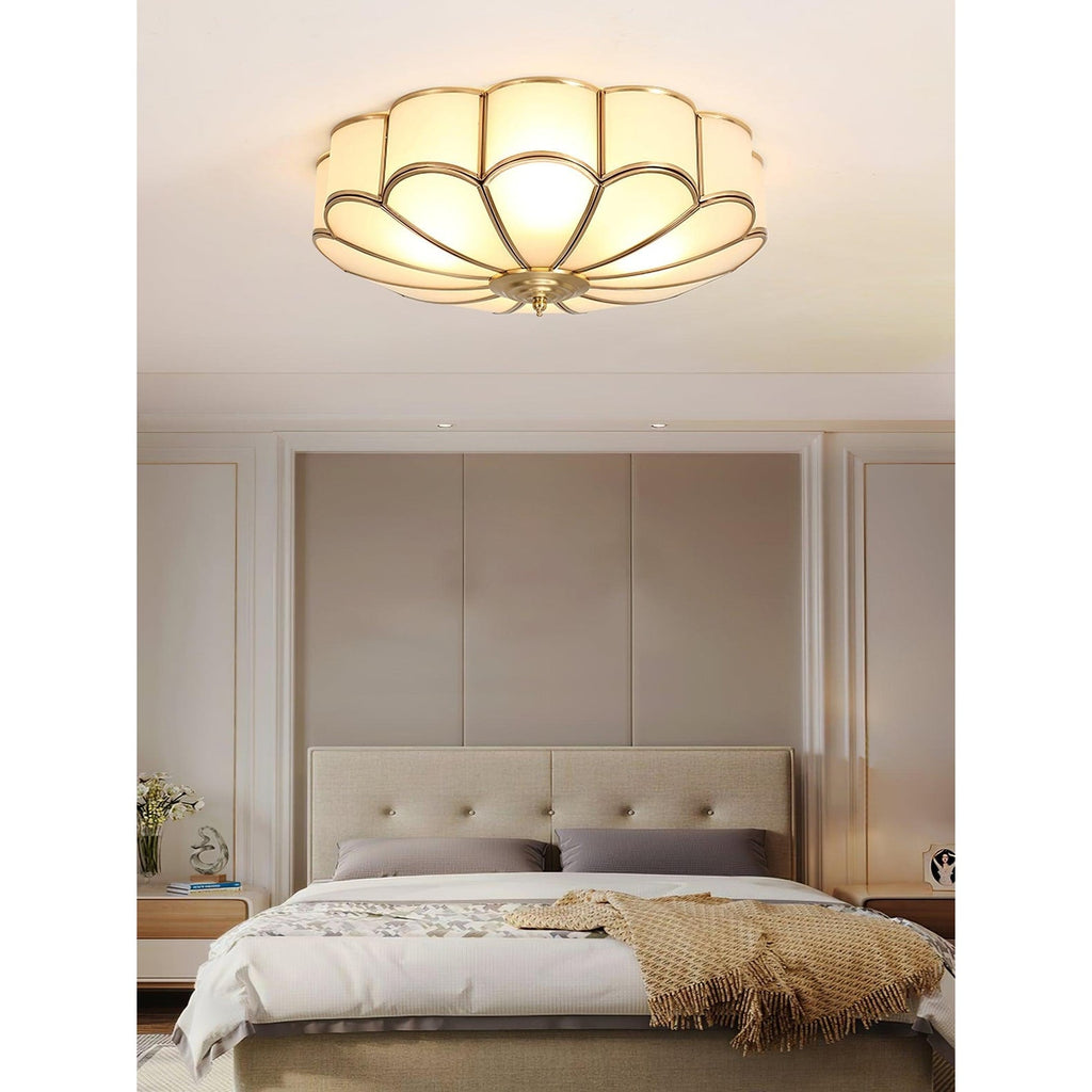 Flush Mount Ceiling Light with Scalloped Floral Design and Frosted Glass - Image 36