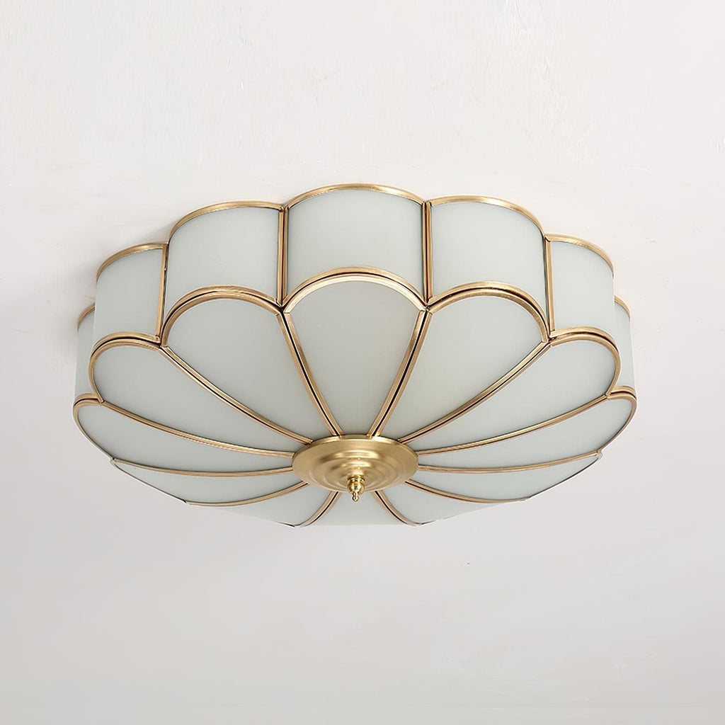 Flush Mount Ceiling Light with Scalloped Floral Design and Frosted Glass - Image 37