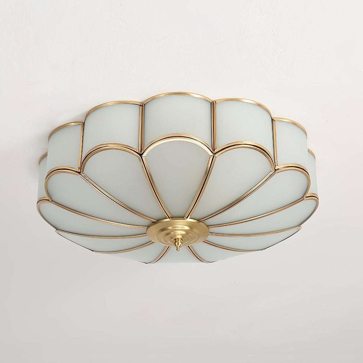 Flush Mount Ceiling Light with Scalloped Floral Design and Frosted Glass - Image 37