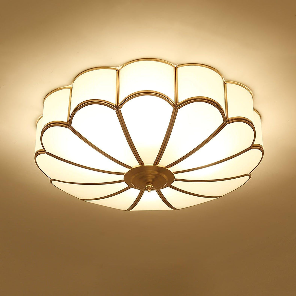 Flush Mount Ceiling Light with Scalloped Floral Design and Frosted Glass - Image 38