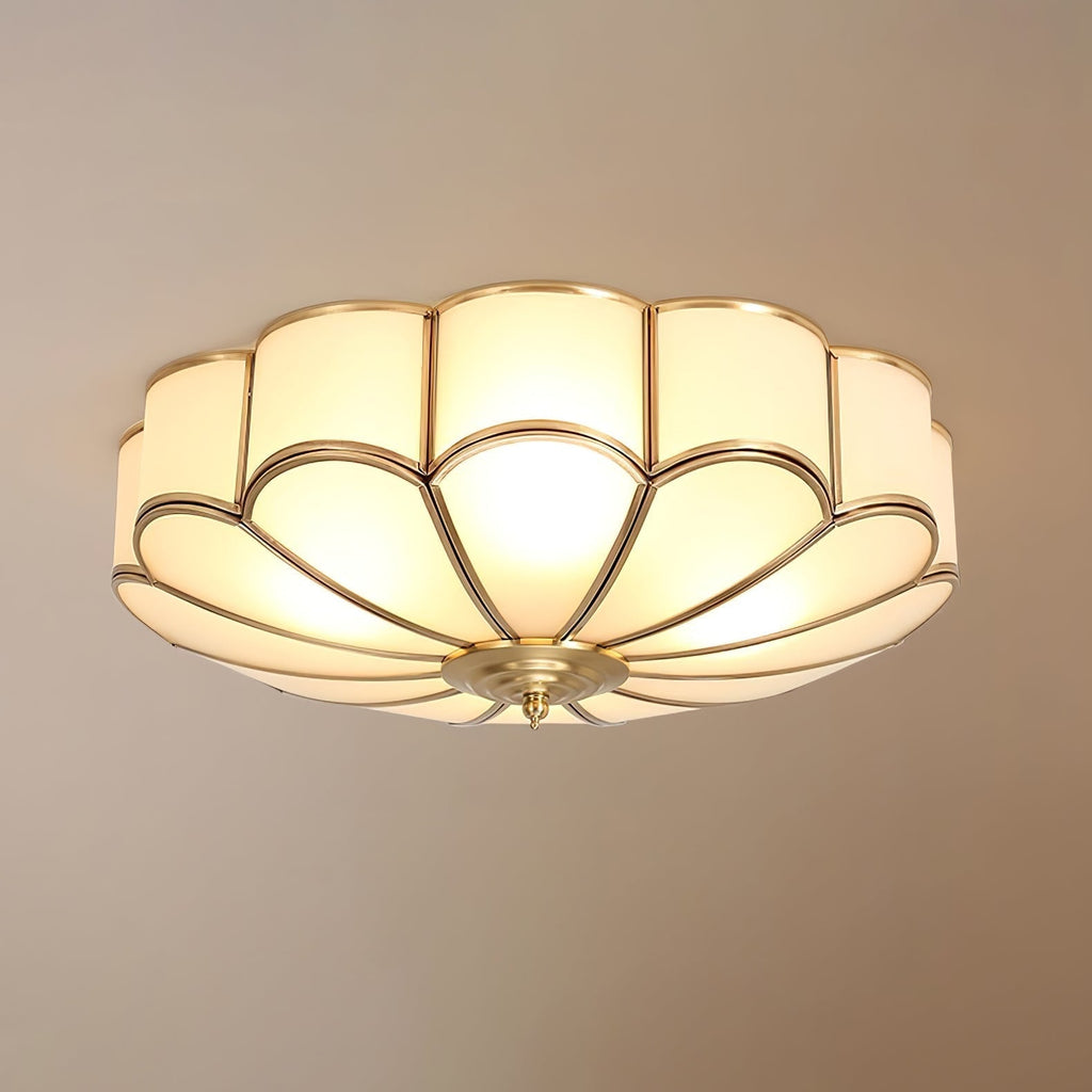 Flush Mount Ceiling Light with Scalloped Floral Design and Frosted Glass - Image 42
