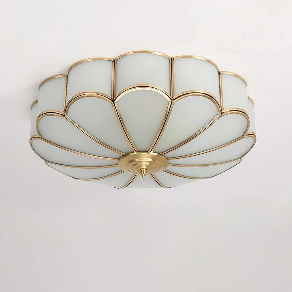 Flush Mount Ceiling Light with Scalloped Floral Design and Frosted Glass - Image 43