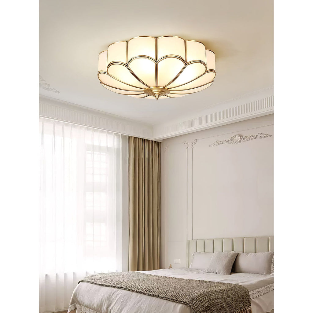 Flush Mount Ceiling Light with Scalloped Floral Design and Frosted Glass - Image 45