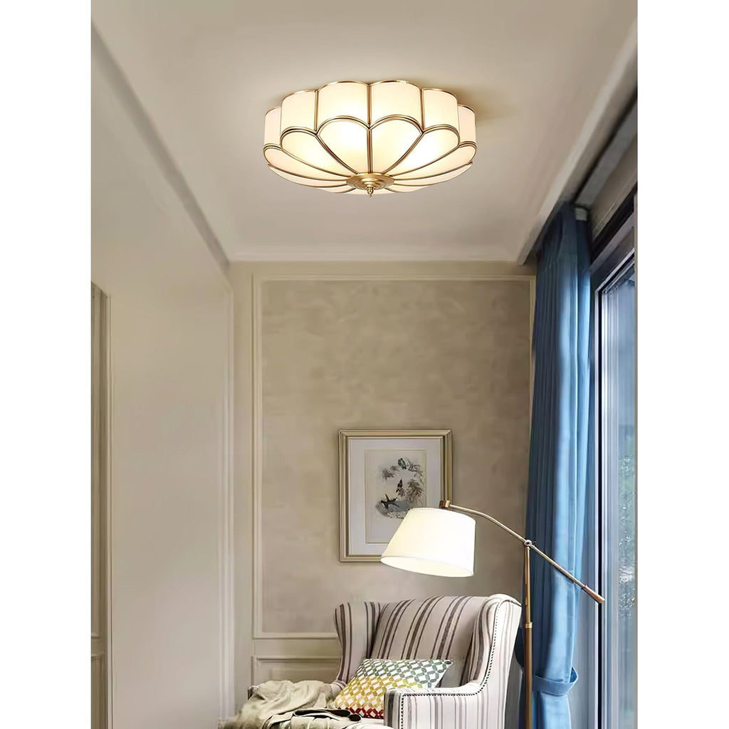 Flush Mount Ceiling Light with Scalloped Floral Design and Frosted Glass - Image 46