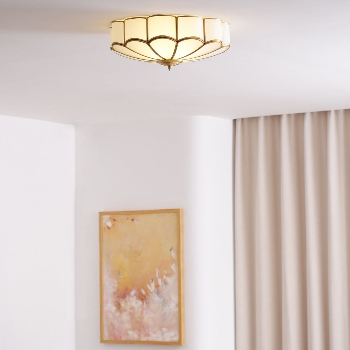 Flush Mount Ceiling Light with Scalloped Floral Design and Frosted Glass - Image 47
