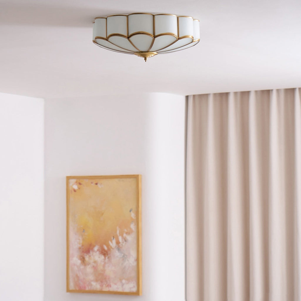 Flush Mount Ceiling Light with Scalloped Floral Design and Frosted Glass - Image 48