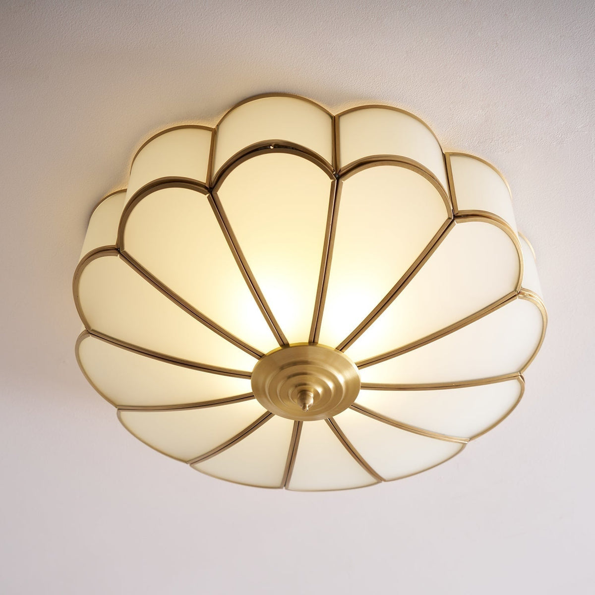 Flush Mount Ceiling Light with Scalloped Floral Design and Frosted Glass - Image 50