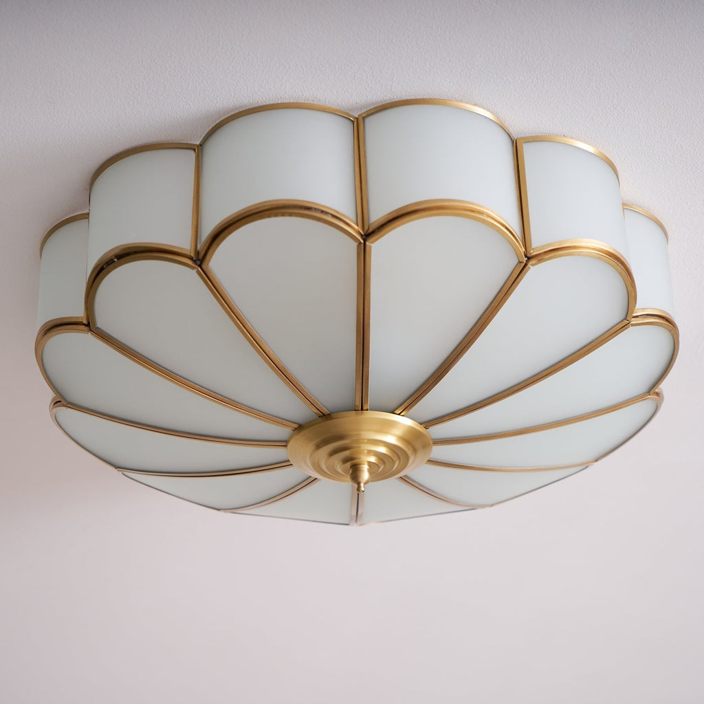 Flush Mount Ceiling Light with Scalloped Floral Design and Frosted Glass - Image 51