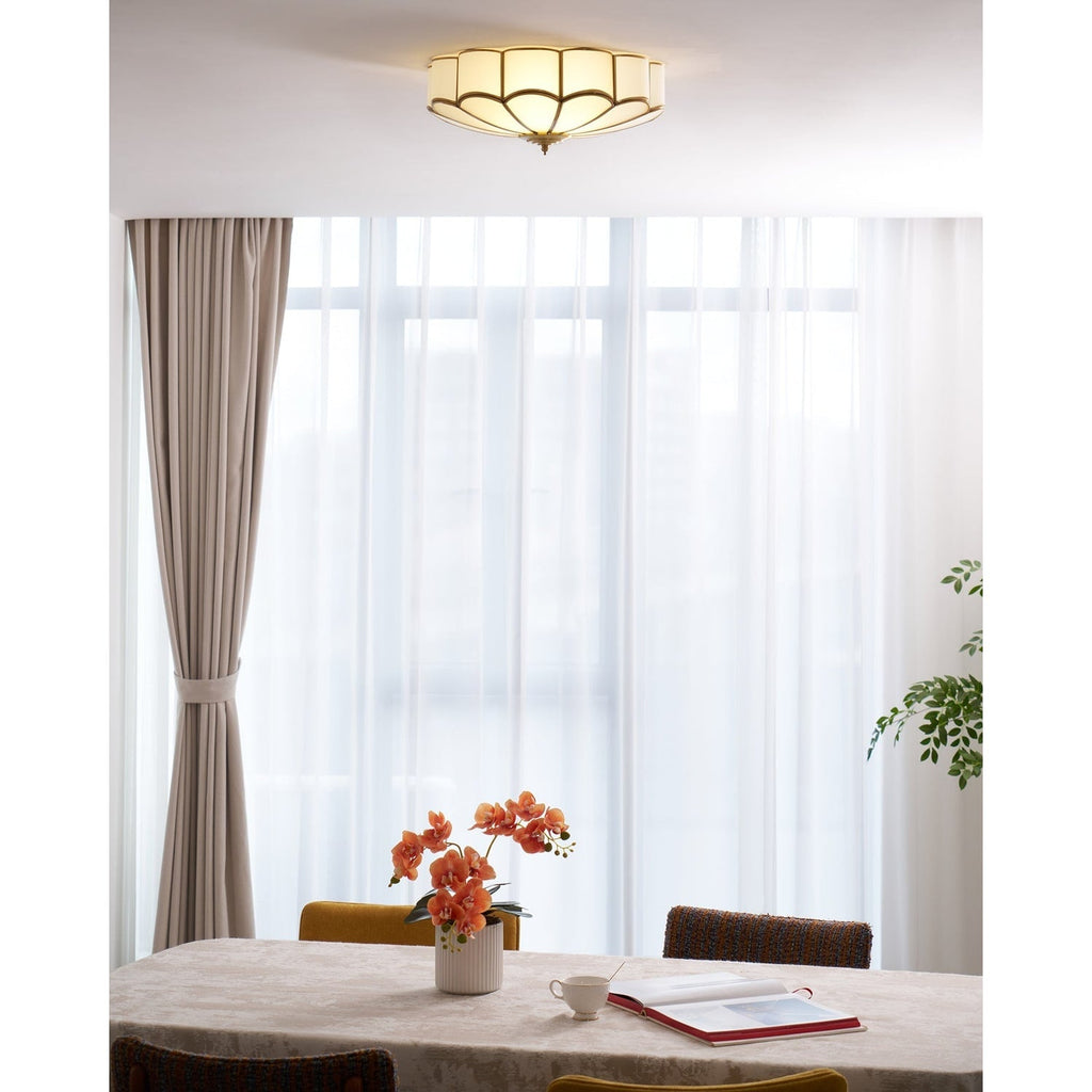 Flush Mount Ceiling Light with Scalloped Floral Design and Frosted Glass - Image 54
