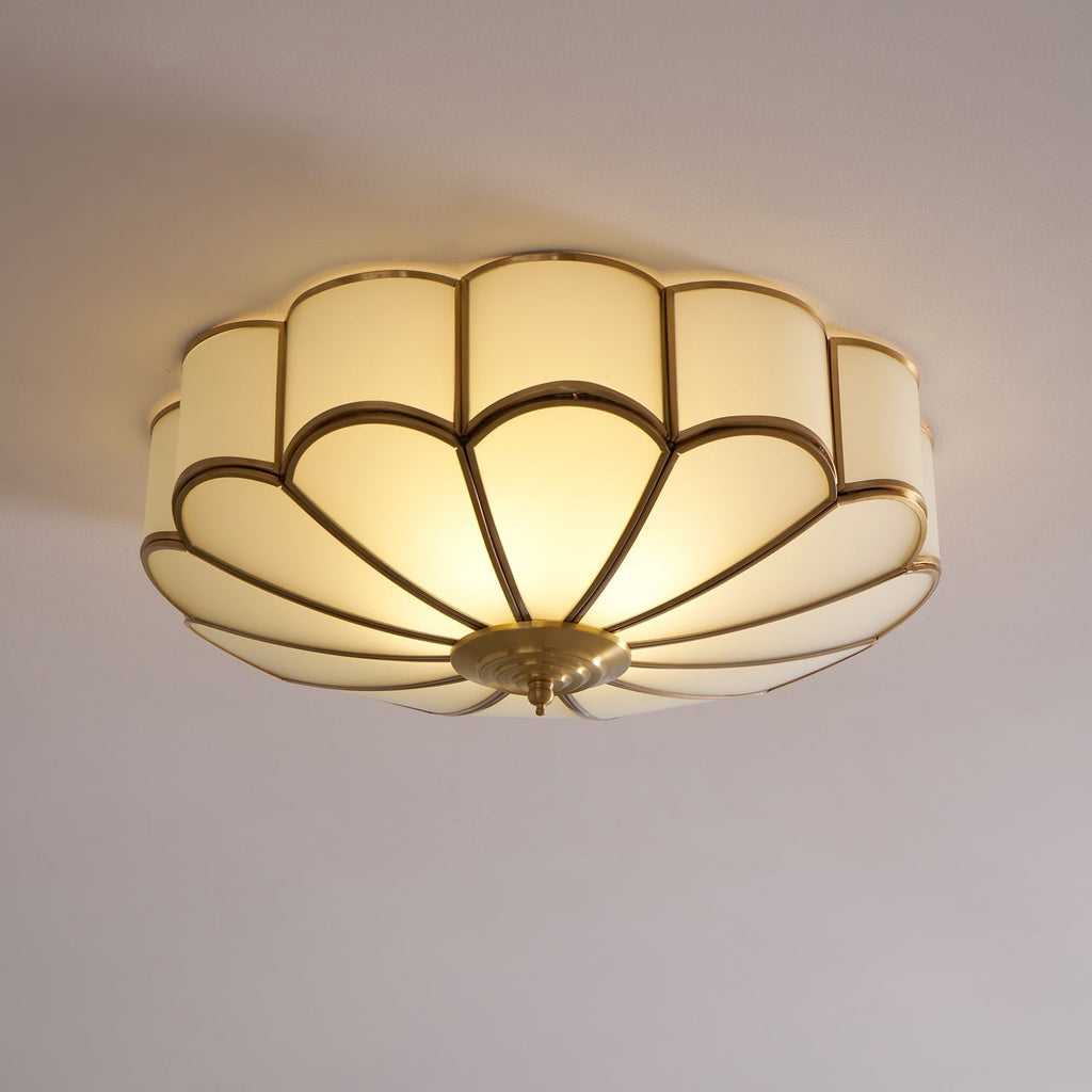 Flush Mount Ceiling Light with Scalloped Floral Design and Frosted Glass - Image 55
