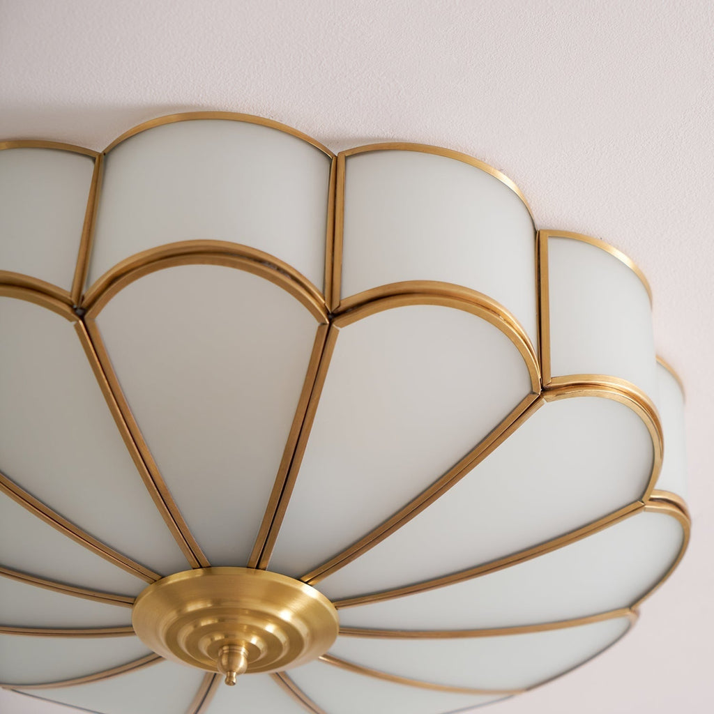 Flush Mount Ceiling Light with Scalloped Floral Design and Frosted Glass - Image 56