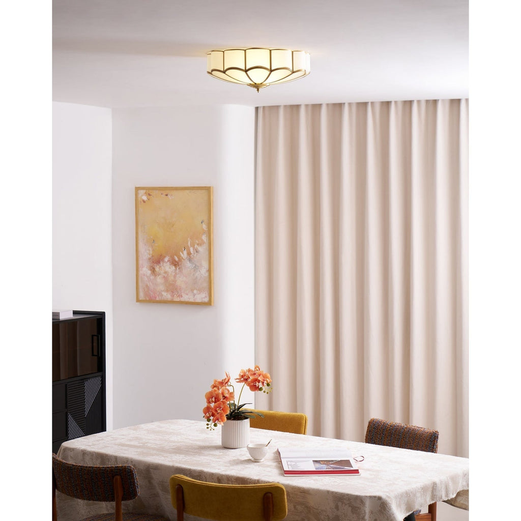Flush Mount Ceiling Light with Scalloped Floral Design and Frosted Glass - Image 57