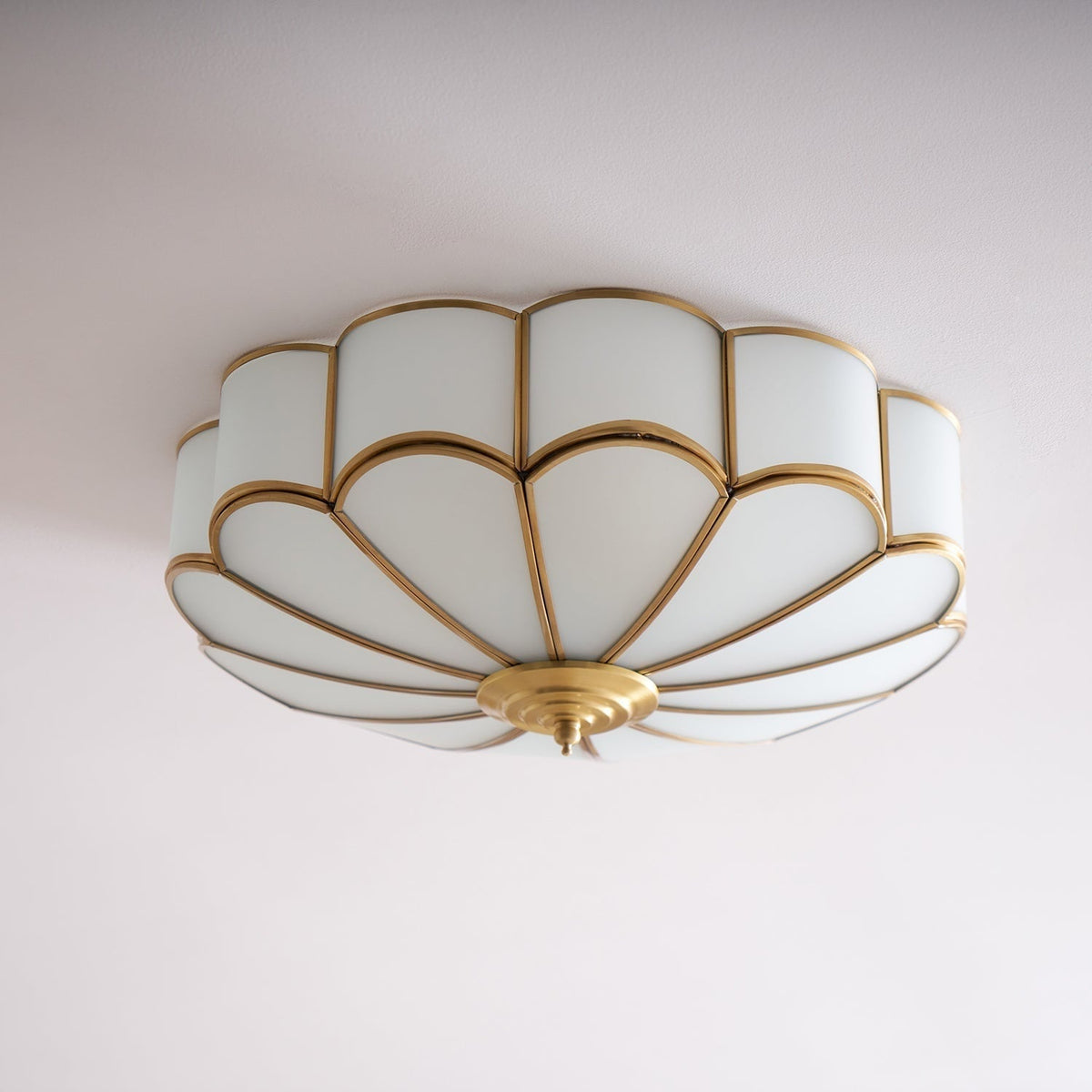 Flush Mount Ceiling Light with Scalloped Floral Design and Frosted Glass - Image 58