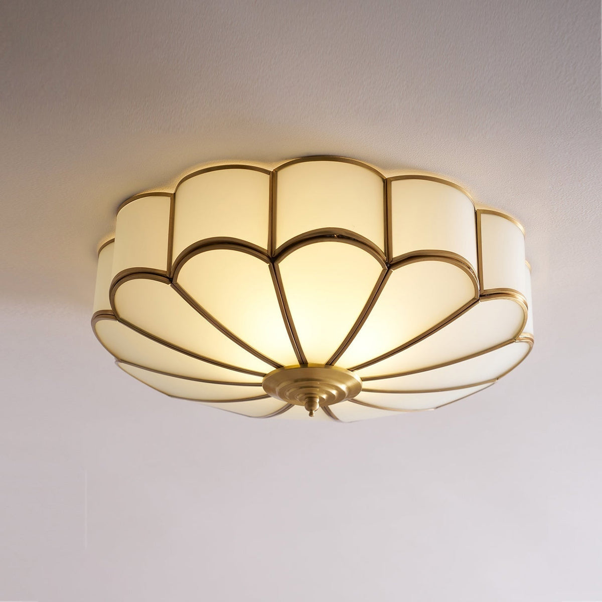 Flush Mount Ceiling Light with Scalloped Floral Design and Frosted Glass - Image 59